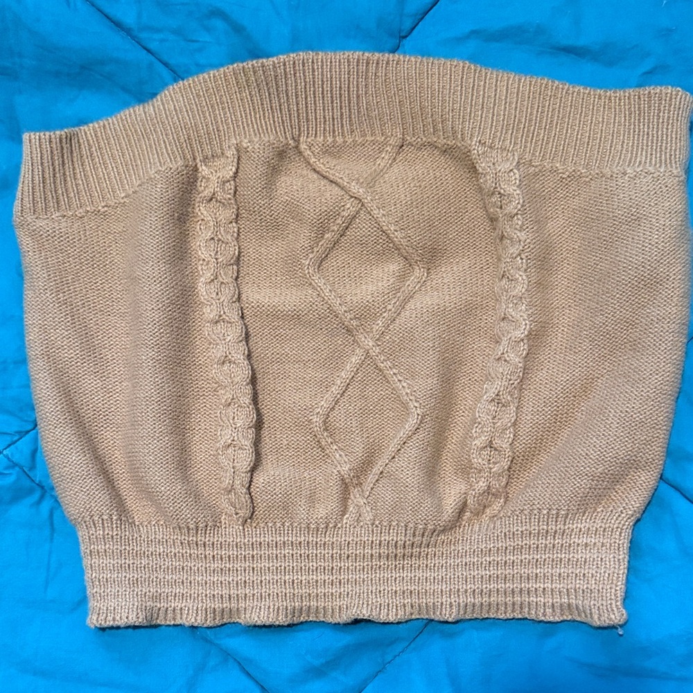 Fashion Nova Tan Cropped Sweater Tube Top